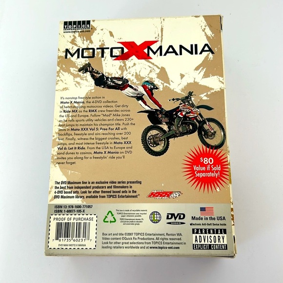 Moto Mania Boxed Set Of 4 Motocross Freestyle Action DVDS 2007 Collector’s Set - Picture 3 of 12